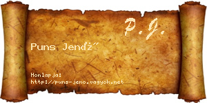 Puns Jenő névjegykártya